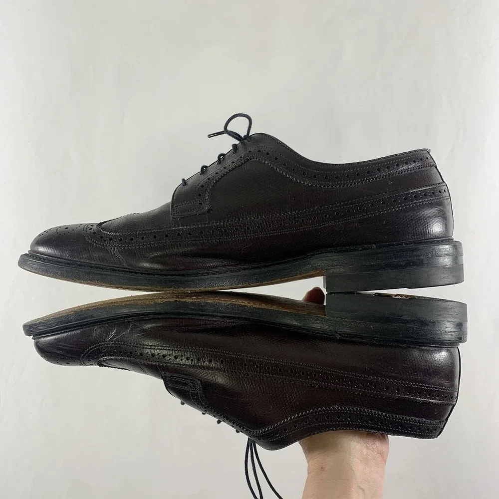 Executive Imperial Mens Brogue Wingtip Derby Dress Shoes Size 11 D Burgundy USA